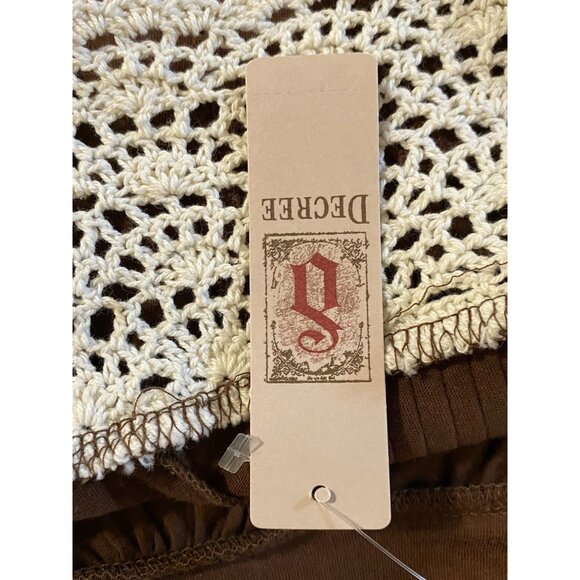 Decree Womens Size Medium Halter Top Wide Crocheted Halter Brown - Picture 5 of 10